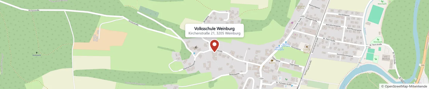 Lageplan: Volksschule Weinburg, Kirchenstraße 21, 3205 Weinburg. Öffnet die Route in Google Maps.